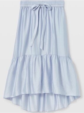 Club Monaco Light Blue High-Low Tiered Drawstring Skirt | Size XS